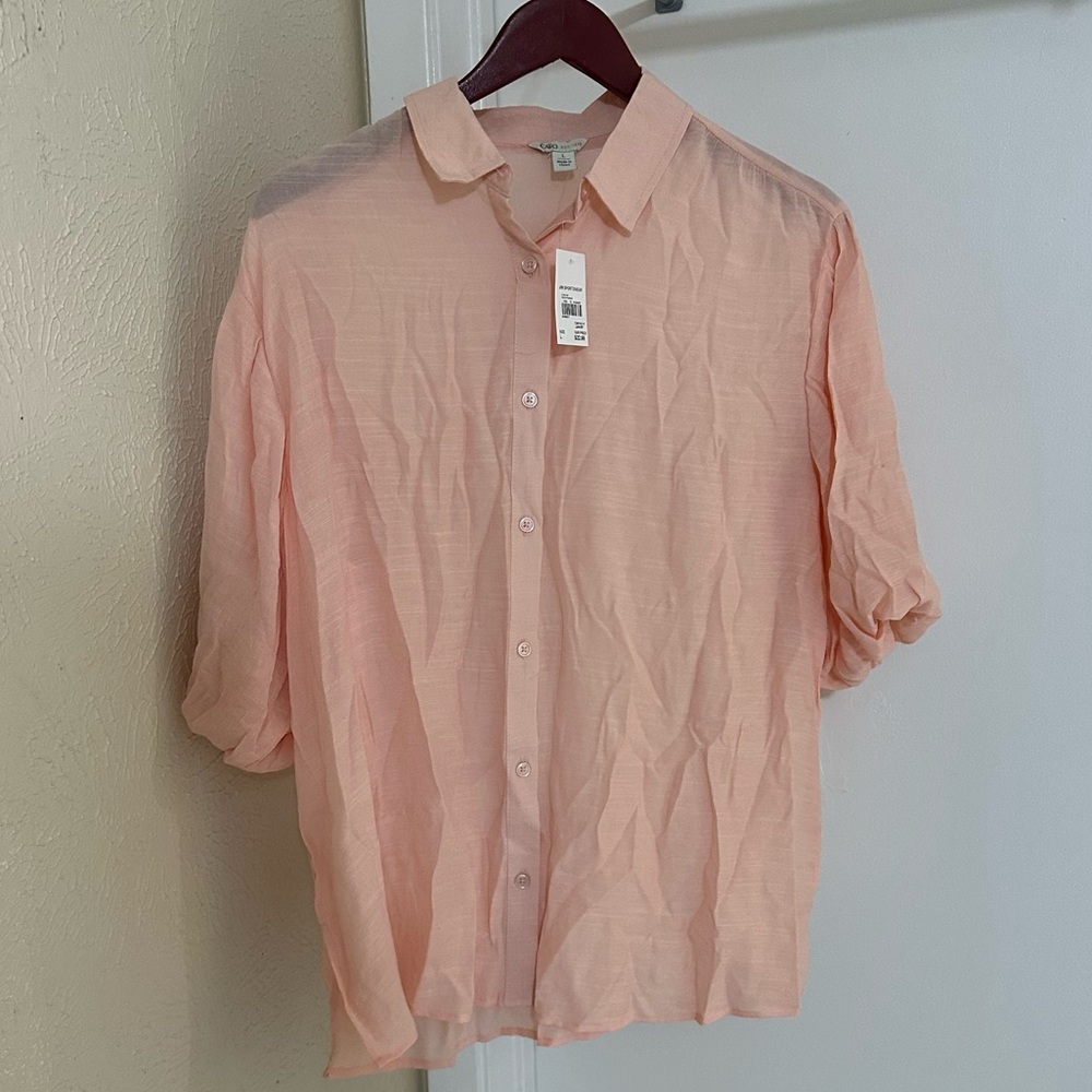 Cato Women’s Long Sleeve Peach Blouse Large *New With Tags*